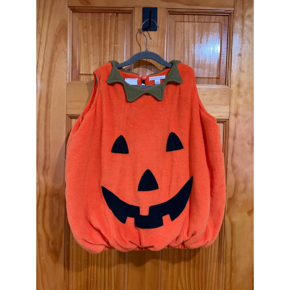 Pottery Barn Kids Pumpkin Halloween Costume Size 4–6 Plush Jack O’Lantern Outfit